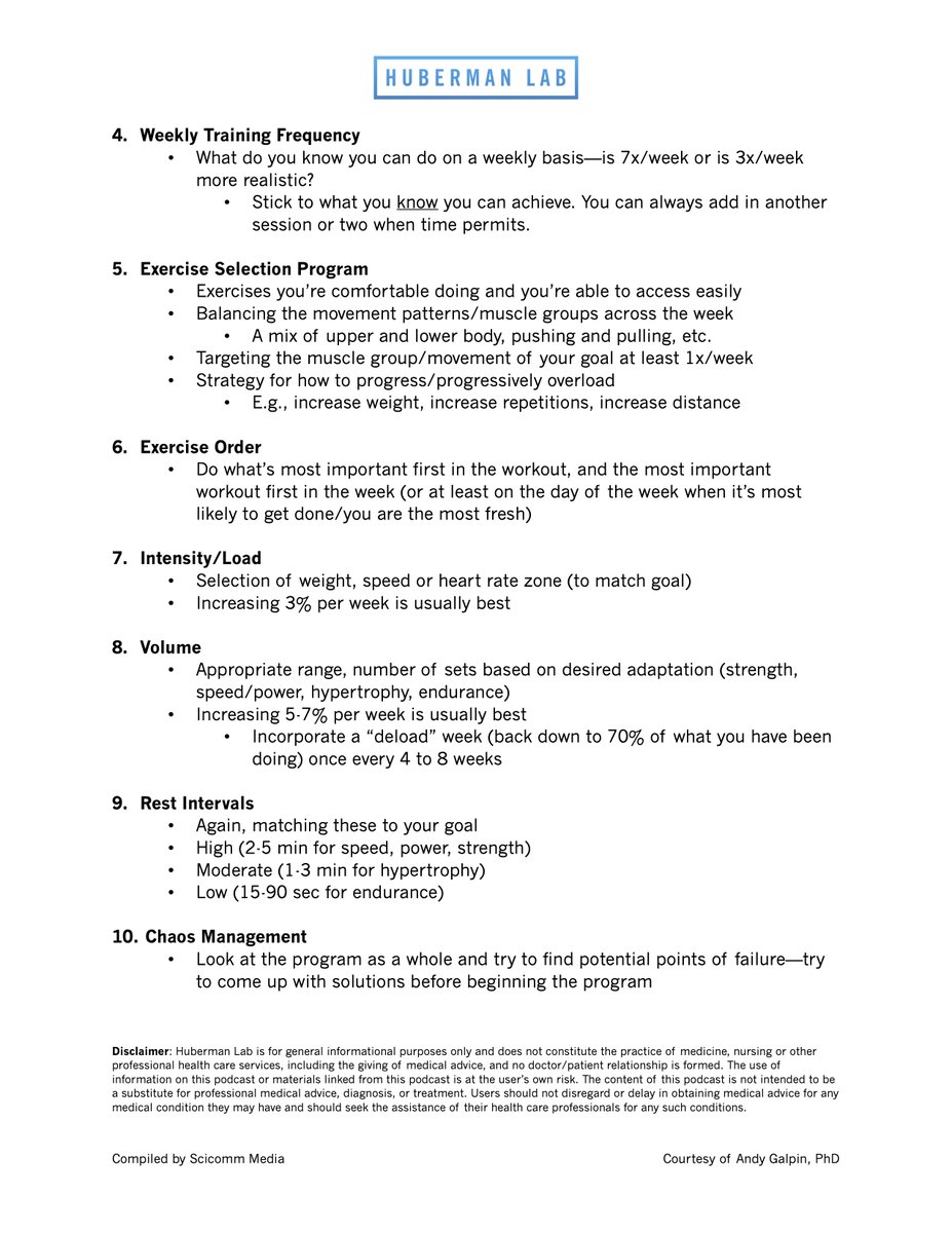 hubermanlab's tweet photo. We’ve created a zero-cost PDF of the step-by-step approach for optimizing your training program outlined in this episode by Dr. Galpin. You can download the 10-Step Approach to Designing a Training Program PDF here: https://t.co/BJtM1zGQxb https://t.co/YIx3MnMJtF