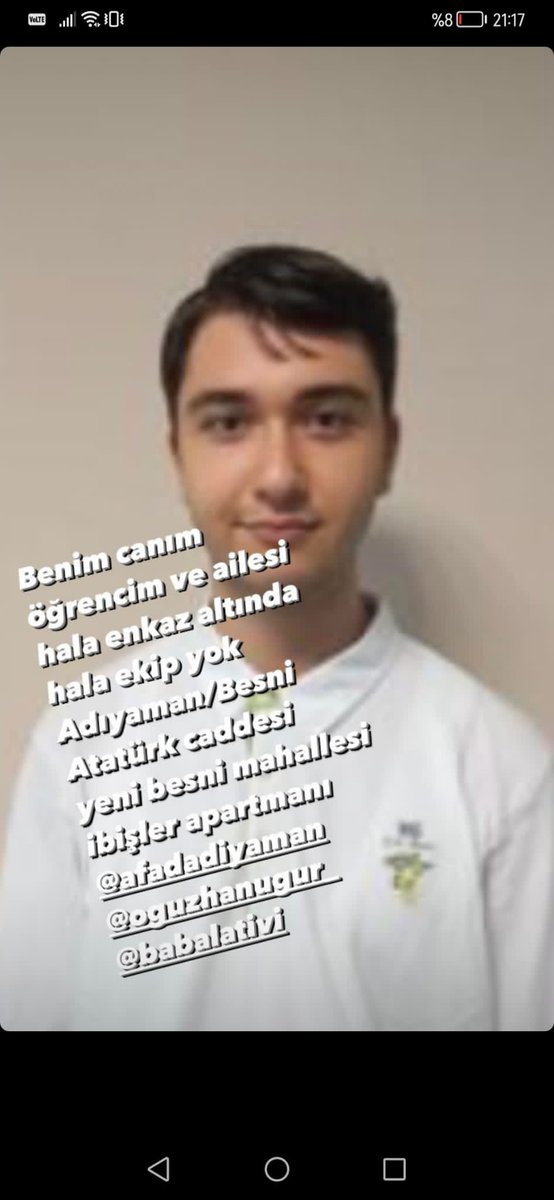 ◾️Çağrı: <a href="/ahbap/">Ahbap</a> <a href="/AFADBaskanlik/">AFAD</a> @AKUT_Dernegi <a href="/haluklevent/">Haluk Levent ( Ahbap Ekibi )</a> <a href="/OguzhanUgur/">Oğuzhan Uğur</a> <a href="/BabalaTv/">BaBaLa TV</a>