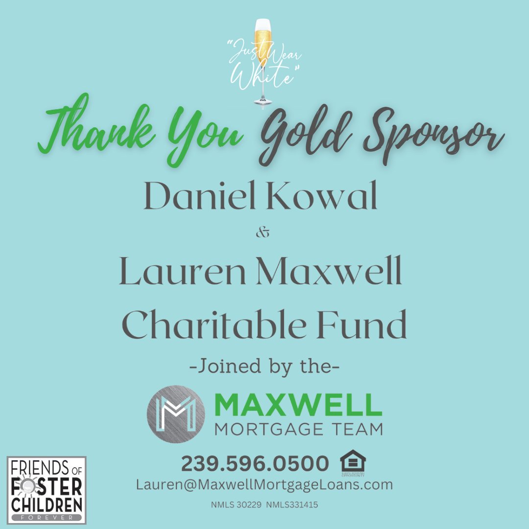 FosterSuccess_'s tweet photo. A special shoutout to Maxwell Mortgage Team and the Daniel Kowal &amp; Lauren Maxwell Charitable Fund for sponsoring our "Just Wear White" Party on March 3rd, 2023. For more information on our event, click the link in our bio.
•
•
•
#ffcforever #nonprofit #fostercare #fosterparent https://t.co/hXef02lu57