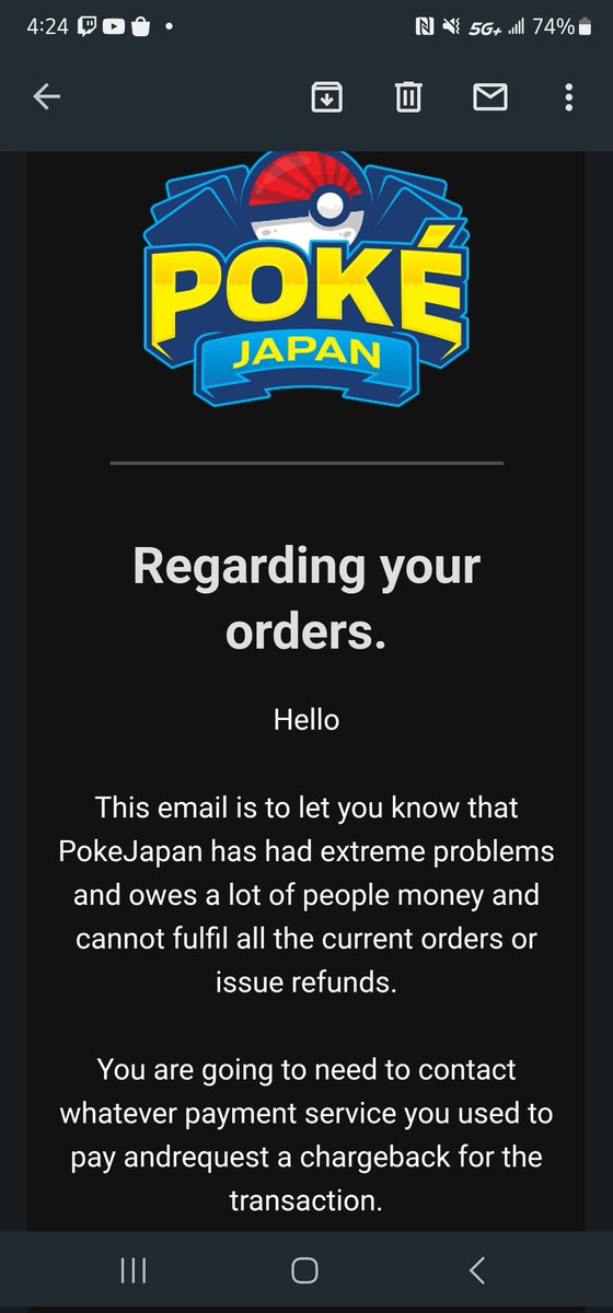 ObsidianMyst1's tweet image. Well well...to whoever got access to #pokejapan email...you are amazing. I feel a vast majority of people by now have assumed they would never see product after the website is no longer even accessible. Love how it's signed "not pokejapan"