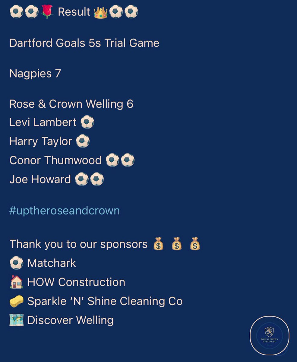 Rose & Crown Welling FC tweet media