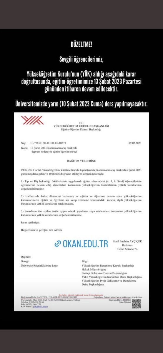 Arkadaşlarımızın bir çoğunun ailesi deprem bölgesinde #OKANÜNİVERSİTESİNİKINIYORUZ #OKANÜNİ #OKAN