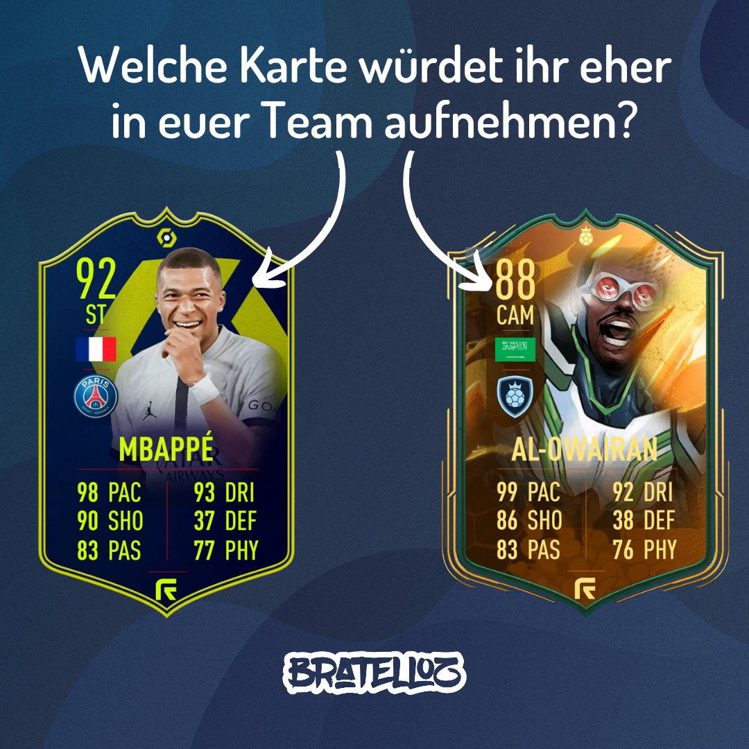 Bratelloz's tweet photo. Wenn ihr wählen müsstet? 

#fifa23 #EASPORTSFIFA #fifa #ultimateteam https://t.co/VfrbFxsz2O