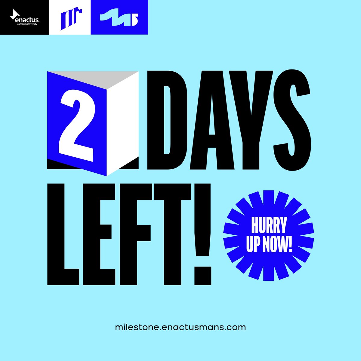 EnactusMans's tweet photo. ONLY TWO DAYS LEFT! 🚨🚨
Don't miss the chance to Be a part of our journey and make memories that would remain with you for life.
The clock is ticking , What are you waiting for!!
📝Apply now
Here https://t.co/gzP0ocYxhc
#enactusmans #Milestone23 #HistoryRenovated #5th_Edition https://t.co/0dTjphx5be