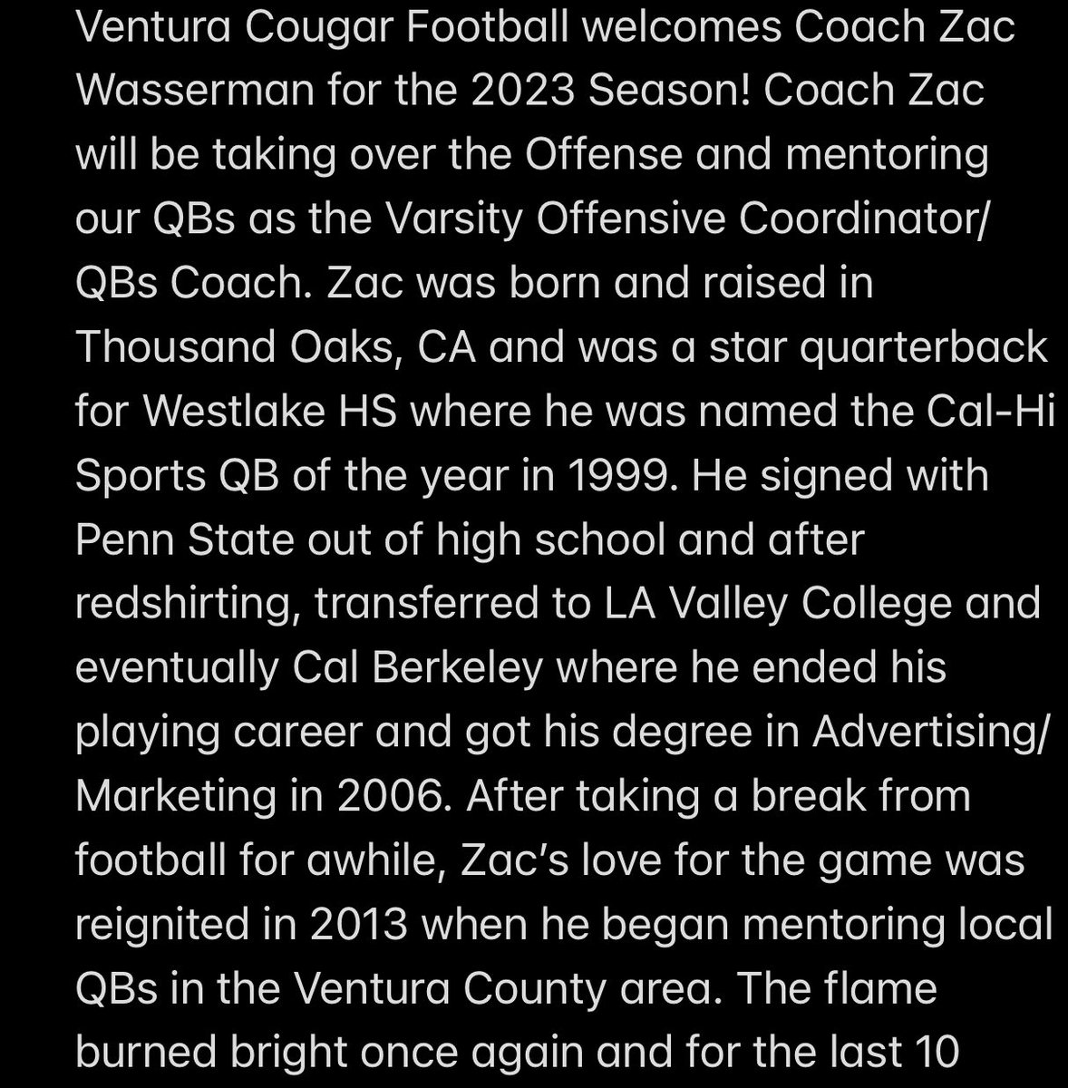 VHS Cougar Football tweet media