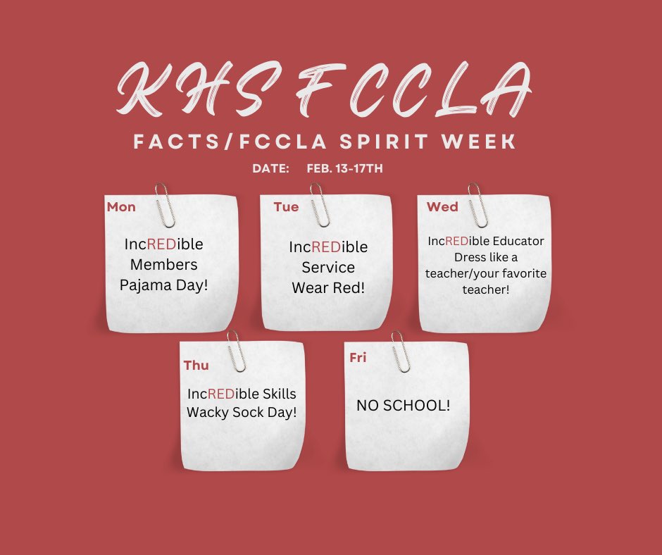 KeystoneFCCLA's tweet photo. Next week is FCCLA week &amp; FACTS week! 

@MrKohler2 @KHSAPBrown @KeystoneCouns @MissAtkinson32 @KHSathletics @TheMrGriz @klsd_wrestling @KeystoneCheer @MissSaxtonKHS https://t.co/Q7js0YVKFu
