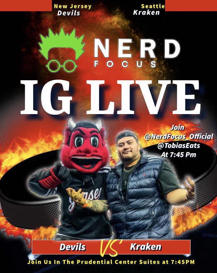 TobiasEats's tweet photo. Join ๐@TobiasEats & @nerdfocus_official ๐TONIGHT!!! On IG Live in The @NJDevils #NerdFocus Suite at 7:45PM EST ๐
#FULLSENDSONLY ๐๐๐ https://t.co/W7mUsRaAsi
