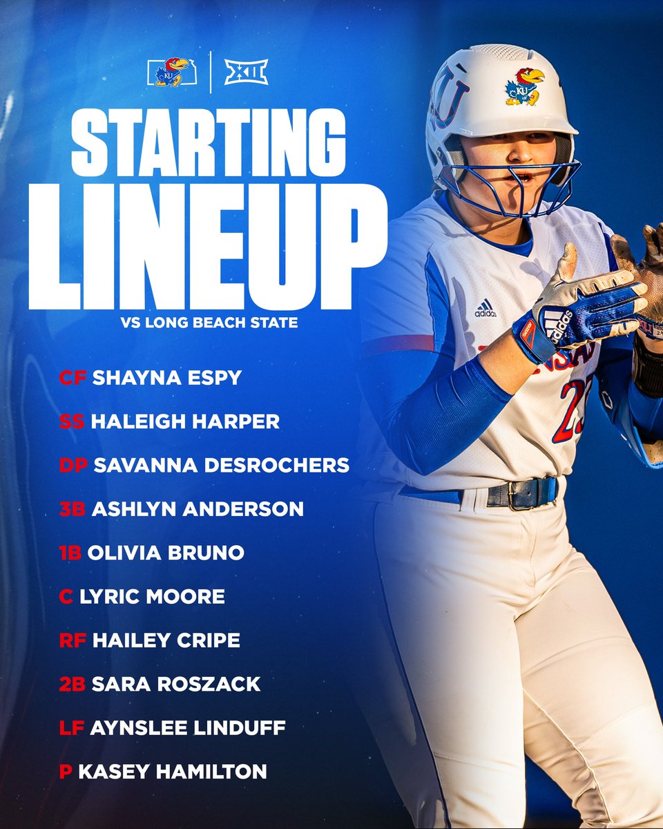 KUSoftball's tweet photo. today’s lineup 🤝 https://t.co/s71M0H4mFz