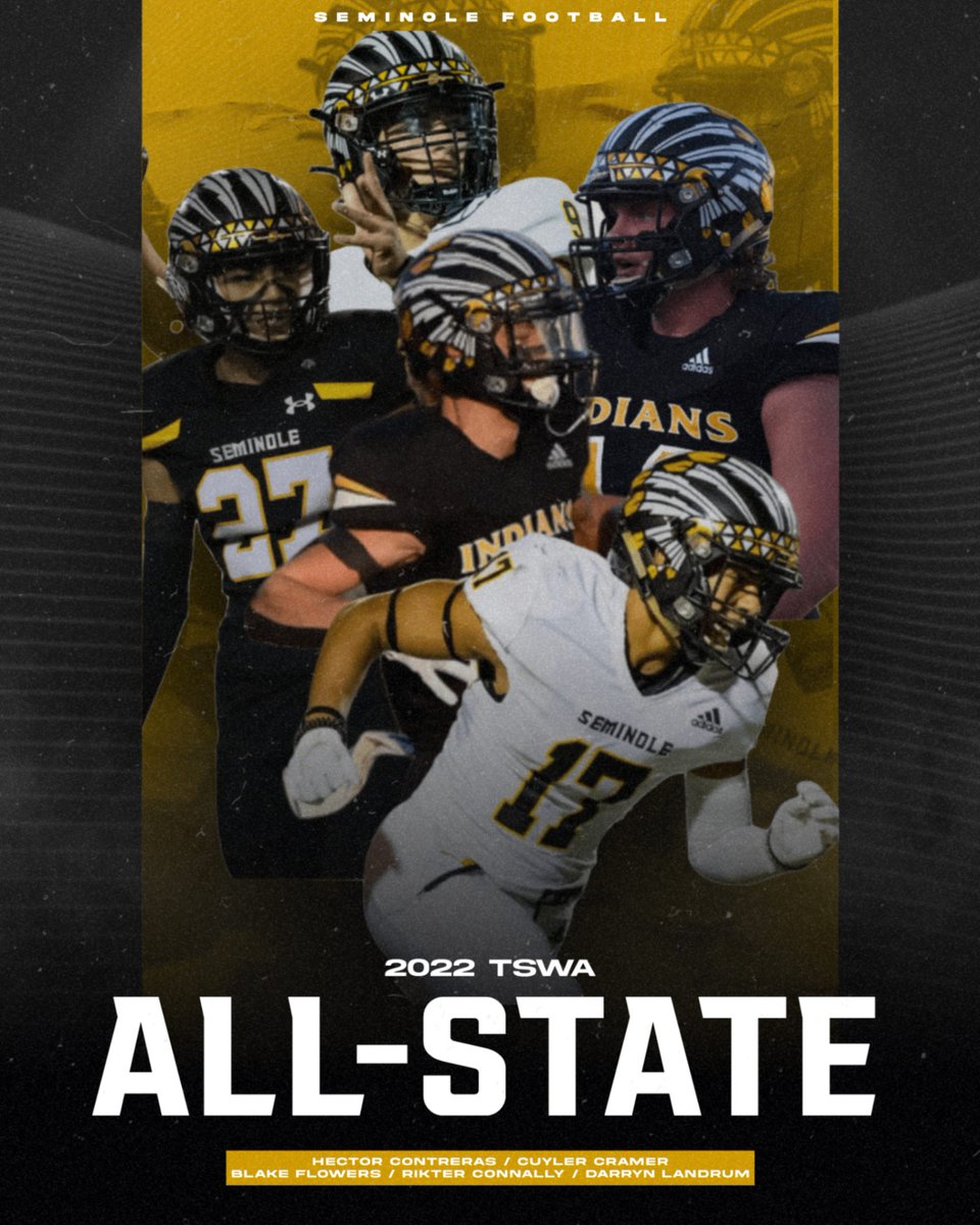 ALL-STATE.

5️⃣ Seminole Indians named to the TSWA Class 4A All-State Team

<a href="/Hector_Cont17/">Hector Contreras</a> / <a href="/cramer_cuyler/">Cuyler Cramer 🏈⚾️</a> / <a href="/BlakeFlowers12/">Blake Flowers</a> / <a href="/rc_77_/">Rikter Connally</a>

bit.ly/3RM2IIO
