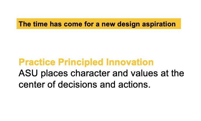 President Crow started his State of the University early by presenting <a href="/ASU/">Arizona State University</a>’s new, ninth design aspiration (the first addition since 2002), and summarizing many of the university’s varied and unprecedented accomplishments.