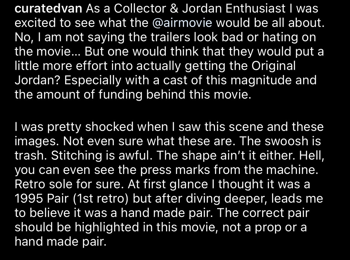 SoleSavy's tweet photo. Vintage Air Jordan 1 expert @CuratedVan shares his thoughts on the Chicago pair used in the upcoming ‘Air’ film.

Full trailer: https://t.co/tyZagewaKl https://t.co/5JkMf5zQlj
