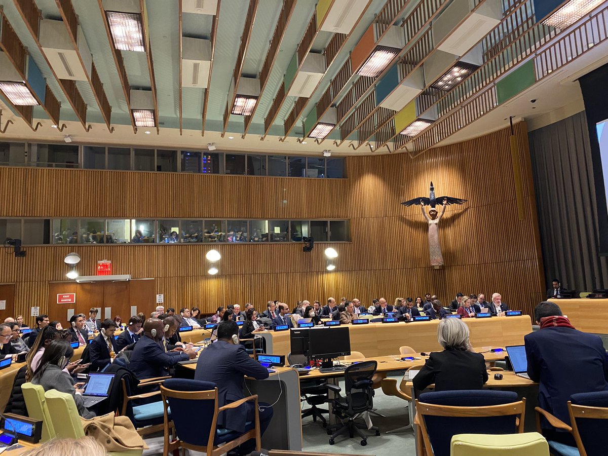 TiinaParviainen's tweet photo. Full house at the General Committee meeting today, coordinating the #GeneralAssembly work and next #HighLevelWeek, with some admirable chairing by @UN_PGA . These meetings are fast becoming highly popular, allowing for some frank and spontaneous exchanges. https://t.co/lSvt4UoaBt