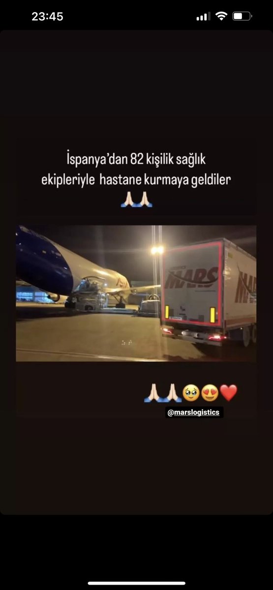 busegn's tweet photo. @marslogistics #SpainwithTürkiye #Destek #deprem 
Teşekkür ederiz🤲🏻🤍 https://t.co/64g896yvgl