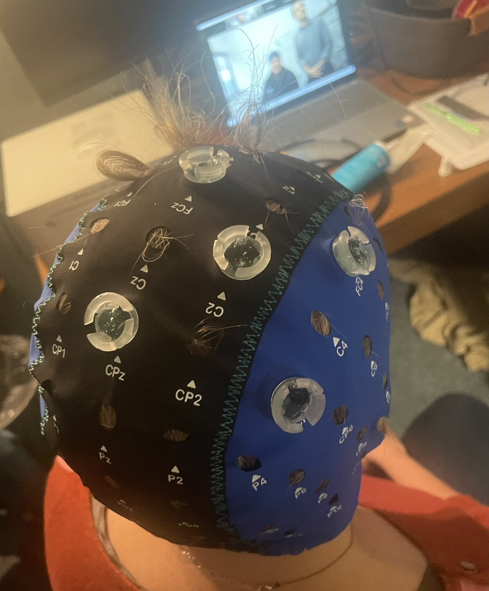 brainlab_mt's tweet photo. So excited to have @daniellekfahey at @umontana - bringing her expertise and HD-tDCS technology to our campus!! Goopy hair is a small price to pay for really cool research!! https://t.co/UzZR6M6nVT