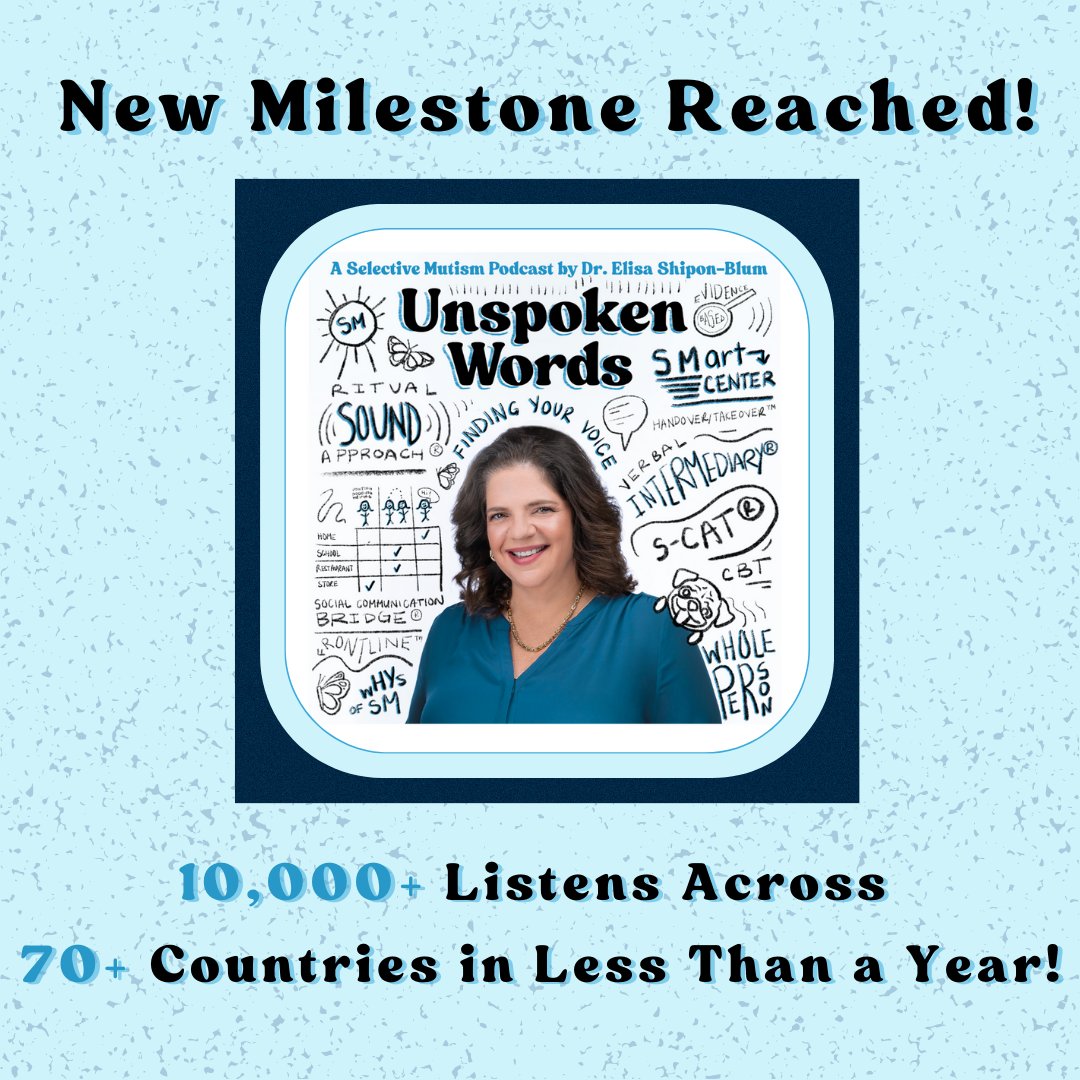 We want to thank everyone that supports our podcast, Unspoken Words! We’ve reached a major milestone of 10,000 listens across 70+ countries in less than a year of launching!  To listen and subscribe to “Unspoken Words: A Selective Mutism Podcast,” visit the link in our bio!