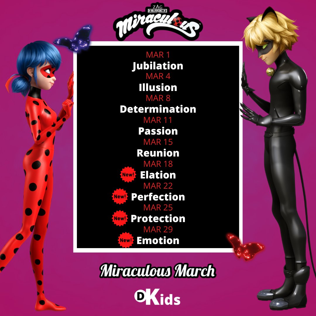 DevisionKids's tweet photo. Did somebody say Miraculous March?

During Miraculous March we'll air one episode of Miraculous S5 on every Wednesday and Saturday at 5pm!

#MLBS5Spoilers #Miraculous #MiraculousLadybug  #MiraculousLadybugSeason5 #MLBS5Spoiler https://t.co/0Oa0LF7Sxb