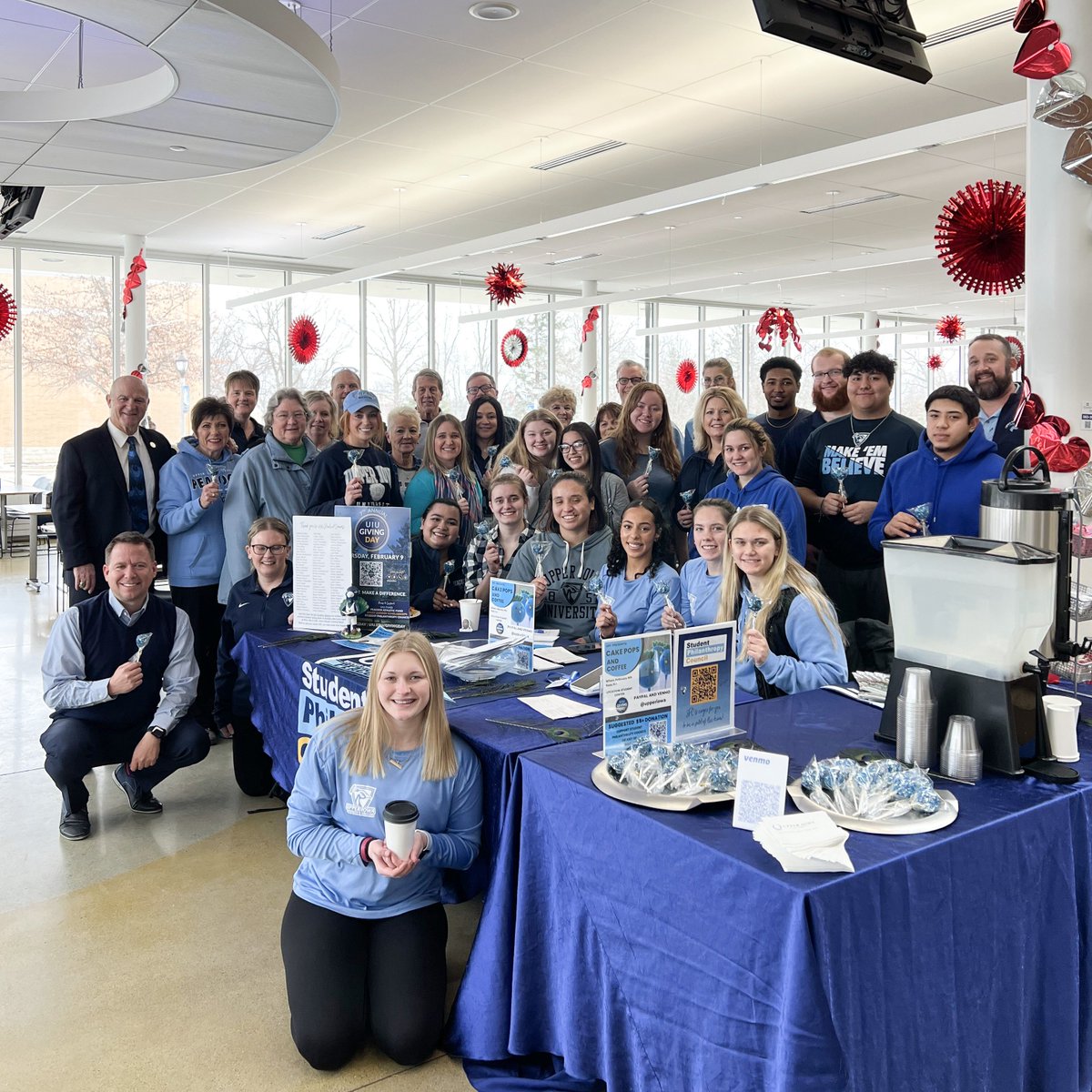 Cake Pops &amp; Coffee event was hosted by the Student Philanthropy Council. Pictured are current student, faculty, and staff donors who showed their support. Great job, Peacocks!🦚

To support the SPC's student-led projects &amp; initiatives, visit uiu.edu/GivingDay. #UIUGivingDay