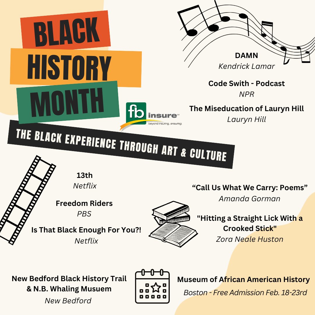 Happy Black History Month! Use this February as an opportunity to learn more about the Black Experience in America through art, music, and literature. Below are some media recommendation and events to look out for in our area!