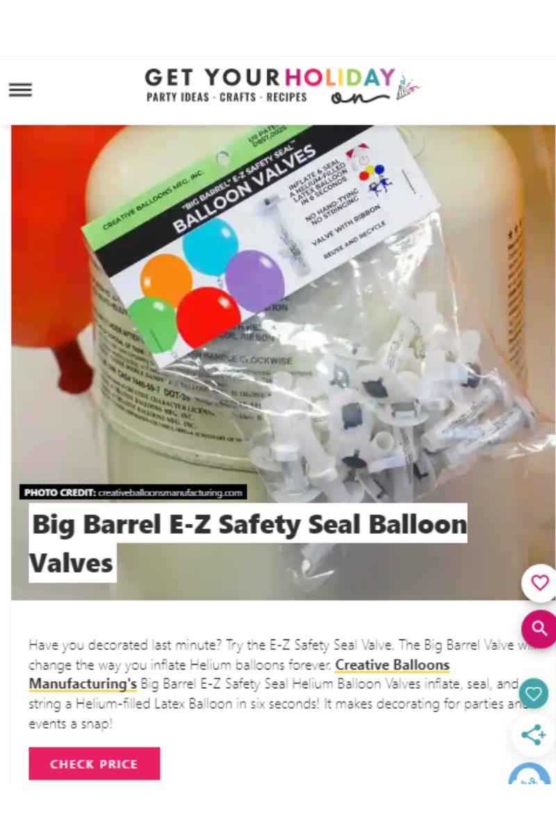 CBMfg's tweet photo. To inspire you to elevate your #ValentinesDay celebrations, #party blogger Cassie at Get Your Holiday On shares fun-filled ideas on her blog. Discover why she recommends using our E-Z Safety Seal Helium Balloon Valves for Valentine's parties.
READ MORE: 
https://t.co/7PdR2pP5du https://t.co/ikhOB1hI3F