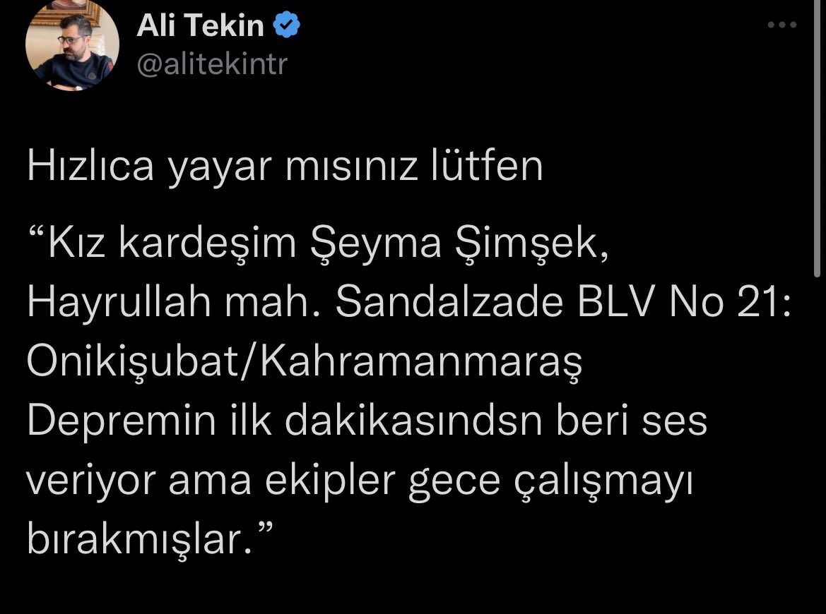 vodimodetta's tweet photo. YAŞAMA TUTUNAN İNSANLAR VAR LÜTFEN YAYALIM ARKADASLAR.  #depremsondakika #UMUT120SAAT #depremsondakika https://t.co/dF89XPMe7B