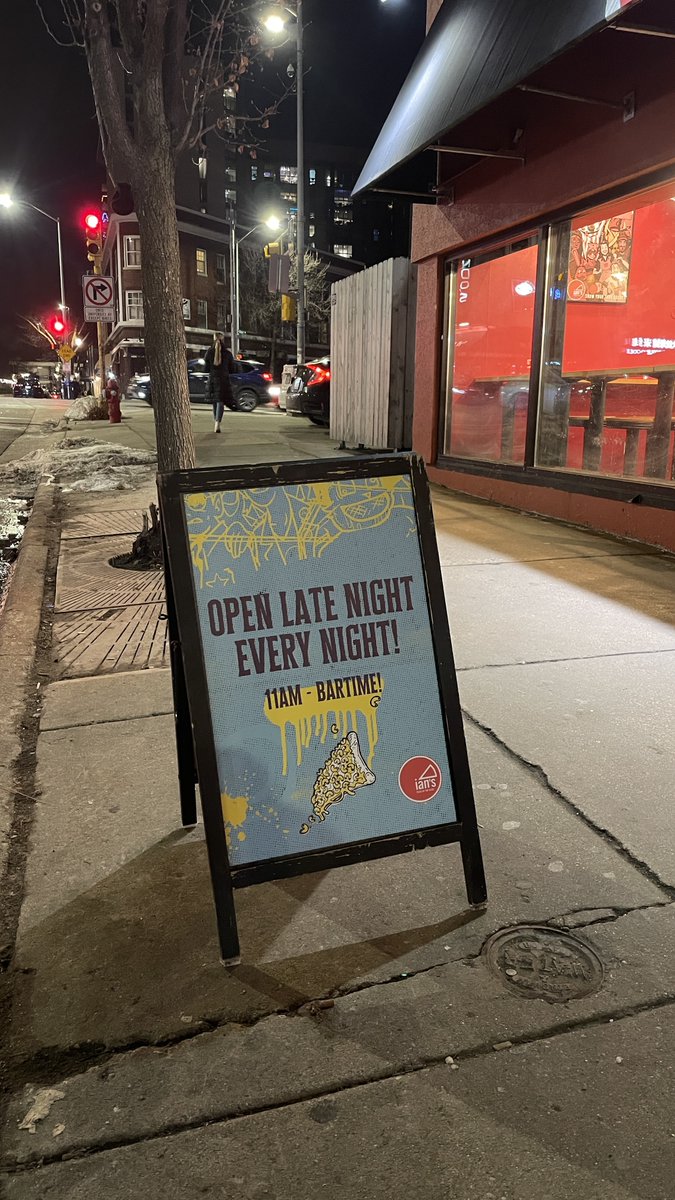 Calling all night owls 🦉

For the first time in over three years our Frances Street location is back to late night every night! 

We can't wait to serve many of you way past your bedtime! 

Retweet this tweet and get entered to win a $50 Ian's Pizza gift card! 

#IansPizza