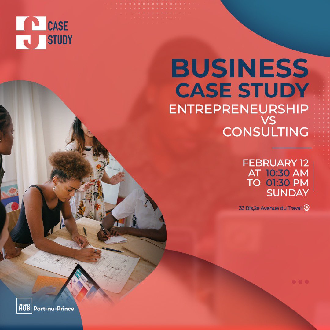 Patisipe nan yon seyans pratik pou rezoud yon pwoblèm Biznis apati yon seri senaryo.

Yon fason pratik pou w aprann fè desizyon, konprann Biznis e prepare w pou evantyèl defi sanble ak senaryo yo.

Pou w patisipe nan "Business Case Study" ranpli fòmilè a.
bit.ly/3Id9zb9