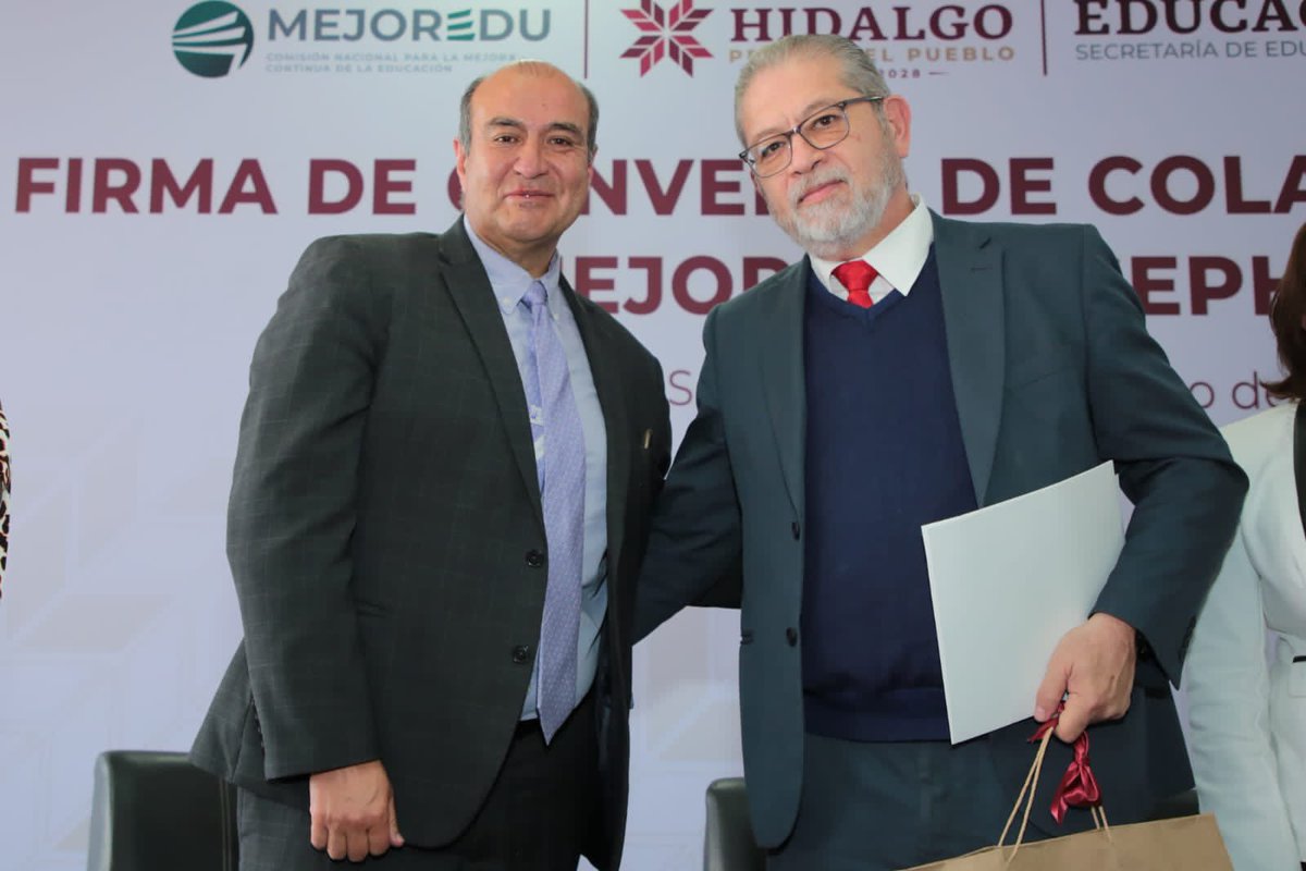 Nos es sumamente grato recibir en #Hidalgo a nuestras y nuestros compañeros de <a href="/MejoreduMX/">MEJOREDU</a> para la Firma de Convenio de colaboración con la <a href="/SEPHidalgo/">SEP Hidalgo</a> que cuenta con el apoyo incondicional del gobernador <a href="/juliomenchaca_/">Julio Menchaca</a>, en calidad de testigo de honor.
#PrimeroLaEducación