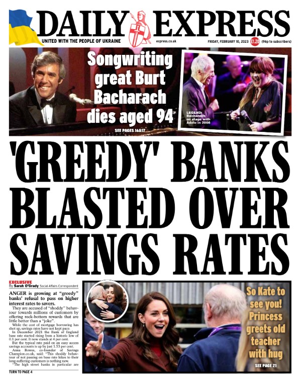Daily Express on Twitter "Friday's front page 'Greedy' banks blasted