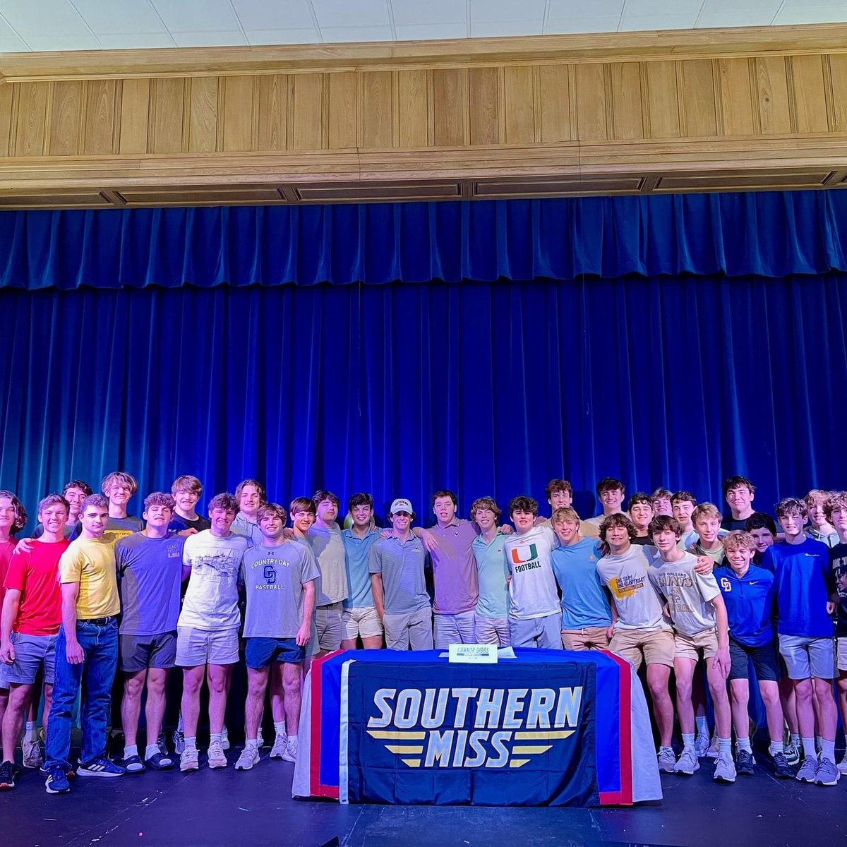 MPCountryDay's tweet photo. We are so #cajunproud of #senior @ConnorGibbs23, who signed a letter of intent to play #football at the @officialsouthernmiss yesterday! We celebrated Connor's signing in Weinmann Auditorium with coaches, friends, and Connor's family.
#mpcds #gocajuns #SMTTT https://t.co/iB4zSk6Qgj