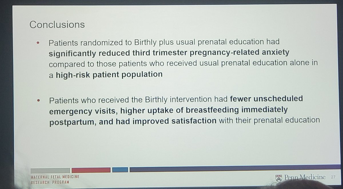 Online childbirth education works!.. such a positive impact on #Maternalmentalhealth and a special 👍👍👍for influencing #breastfeeding rates!

@RebeccaHammMD @PennMedicine @MySMFM #SMFM23 #mHealth #impsci #VirtualEducation #PatientEducation
