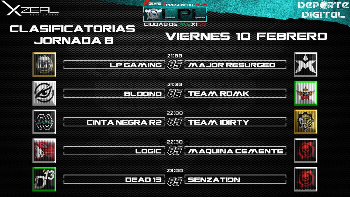 DeporteDigitalH's tweet photo. JORNADA B CLASIFICATORIAS ONLINE LPL Bo1 EJECUCIÓN patrocinada por
@XZEAL_GAMING
@1NFZ_Esports
@AleosEsports
@AxolotlEternal
@By__Twilight
@TheHatedsl
@TheSignalOf
@TeamRDMK
@TeamiDirty
@LPGamingOficial
@CintaNegraGC
ENFRENTAMIENTOS EN:
https://t.co/4CfYmlhSTu https://t.co/o8nhpHmDjO