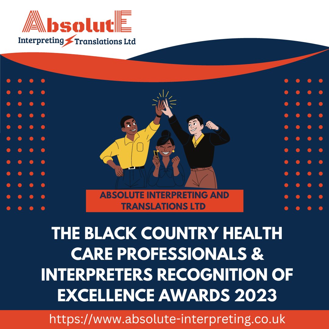 AbsoluteIntTran's tweet photo. Excited to announce the Black Country Health Care Professionals and Interpreters Recognition of Excellence Award! Join us on 24th Feb to celebrate the hard work of our amazing industry colleagues #BCHCPRA #AbsoluteInterpreting #Translation" https://t.co/AZ6nYLSMIP