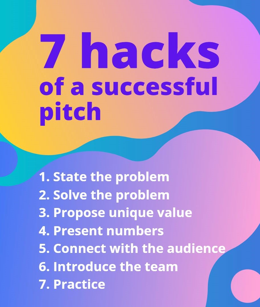 Richie_AI_SaaS's tweet photo. 7 hacks of a successful pitch:
1. State the problem
2. Solve the problem
3. Propose unique value
4. Present numbers
5. Connect with the audience
6. Introduce the team
7. Practice
#pitch #elevatorpitch #hacks #howtopitch https://t.co/lqUg50yGkW