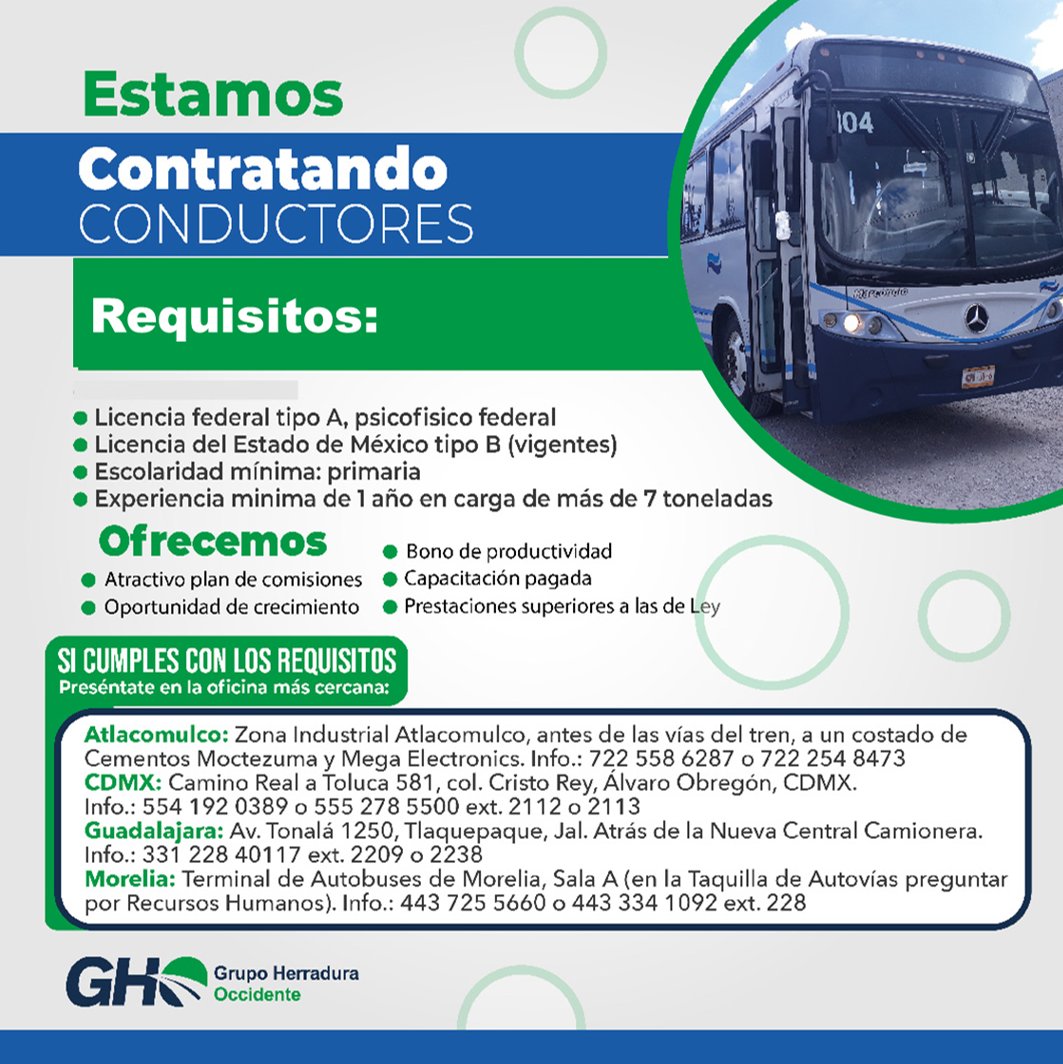 de_gho's tweet photo. Seguimos contratando conductores de autobuses. Si cumples con todos los requisitos que aparecen en la imagen, asiste a nuestras oficinas para realizar tu evaluación. 
#solcituddeempleo #CONDUCTORESPROFESIONALES #conductor #ghosolicita #Vacantes https://t.co/E4ZlMKW8An