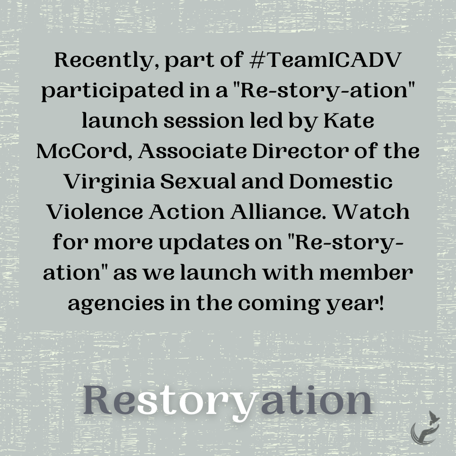 ILCADV's tweet photo. ICADV is excited to join a natl needs assessment project called Restoryation, using storytelling as a way to understand the collective workforce experience of the past few years. Part of #TeamICADV participated in a launch session w/ Kate McCord of @VActionAlliance.
#Restoryation https://t.co/lauA7asQEC