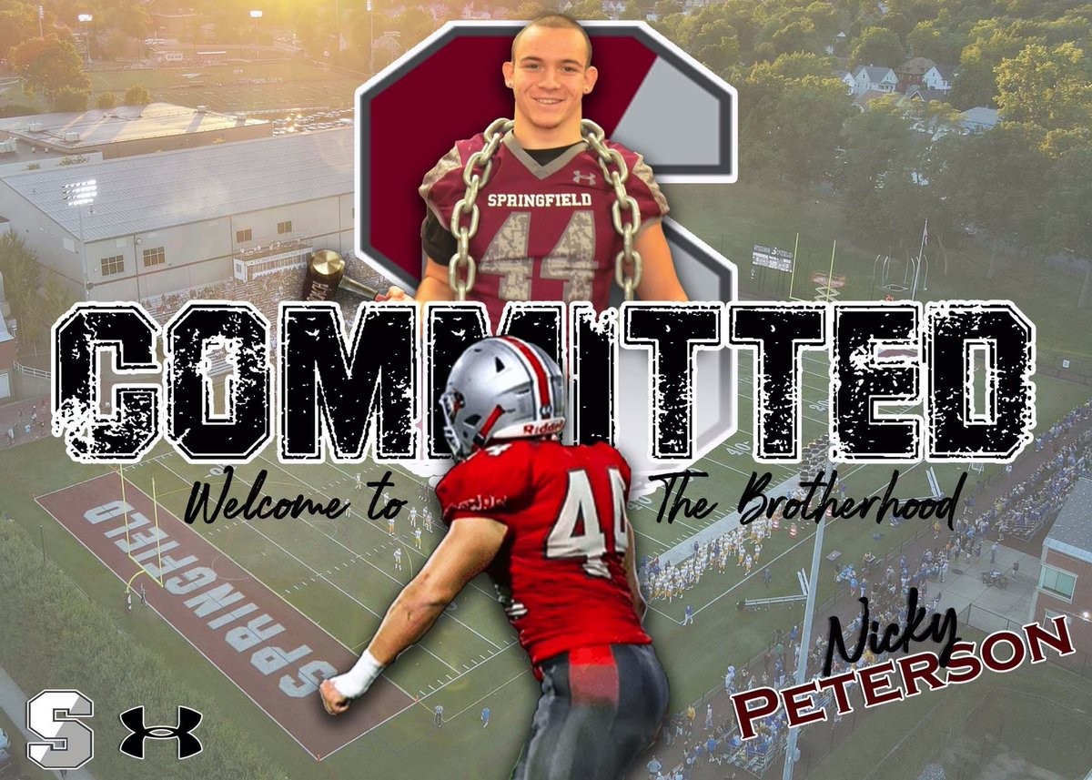 I’m blessed and honored to say that I’m 100% committed to Springfield college!! Thank you to the coaches, family, and friends that have helped me get here. Im ready to work and excited to join the brotherhood!!! <a href="/Mike_Cerasuolo/">Mike Cerasuolo</a> <a href="/CoachDiMonte/">Vince DiMonte</a> <a href="/_SCFootball/">Springfield Football</a>