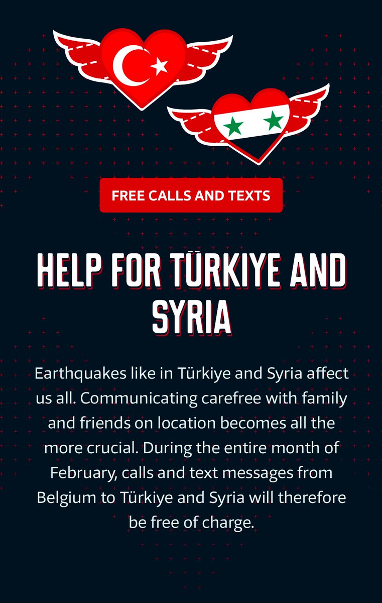 𓂀 𝖆 𝖙 𝖎 𝖑 𝖑 𝖆 (@atilaeus) on Twitter photo Gratis bellen en sms’en naar Türkiye🇹🇷 en Syrië🇸🇾 wegens de humanitaire ramp.
Dankjewel <a href="/mobilevikingsBE/">Mobile Vikings BE</a>
Dankjewel België 🇧🇪🙏🏻 Gratis bellen en sms’en naar Türkiye🇹🇷 en Syrië🇸🇾 wegens de humanitaire ramp.
Dankjewel <a href="/mobilevikingsBE/">Mobile Vikings BE</a>
Dankjewel België 🇧🇪🙏🏻