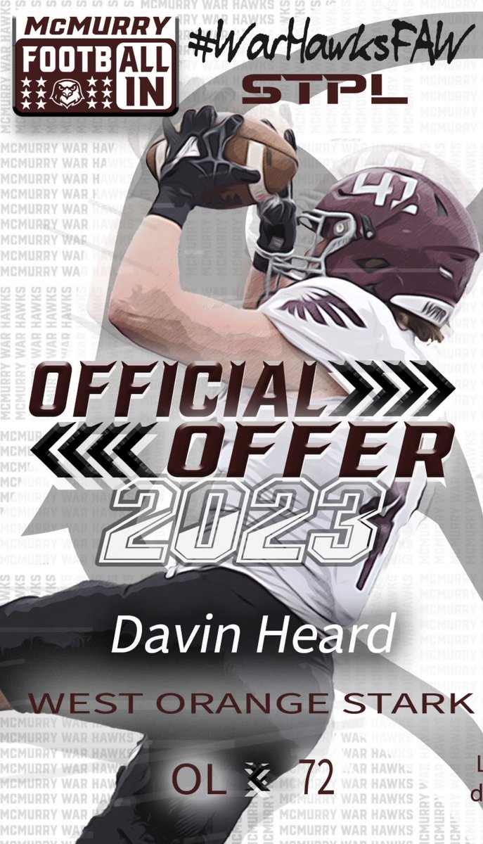 Had a great conversation with @mark_rau9 and blessed to say I have received my first offer from <a href="/McMURRYFOOTBALL/">McMURRY FOOTBALL</a>
