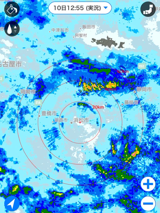 何となく「○」がある場所が…地形の影響かな? 