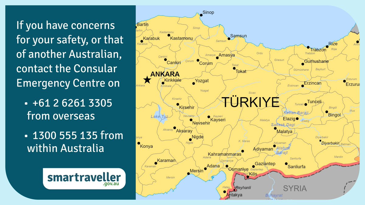 Smartraveller's tweet photo. There’s extremely limited transport options from earthquake disaster areas in #Türkiye. If you're in affected areas, also expect limited food and accommodation options. Make sure you have a supply of basic food, water and medicines. 
Read: https://t.co/v5YOuqfHhD 
@AusAmbTurkiye https://t.co/qOZgHdsRC2