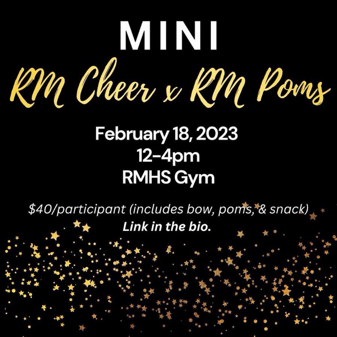 K-8 students: Join <a href="/RMpoms/">RM Poms</a> and @RMCheerleaders for a clinic on Feb. 18! It was be a blast. More info: eventbrite.com/e/526141773207