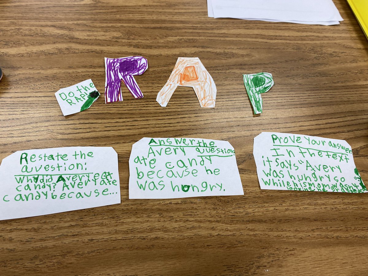 One of my students made this at home last night for me to put on my board with other charts. She created her own question, answer, and text evidence without having an actual text. I was impressed! <a href="/SlaughterES/">Slaughter Elementary</a> #slaughterstrong2223 #SCR