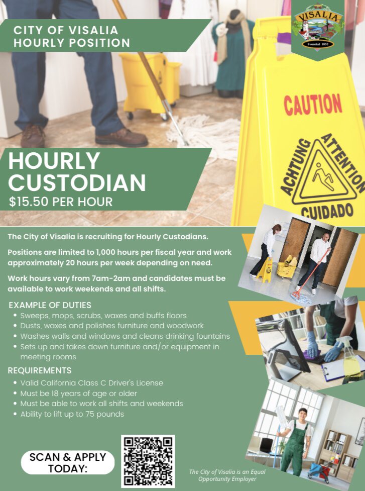 We are hiring! Looking for evening or over night work? Apply online today by clicking the link below!

governmentjobs.com/careers/visali…