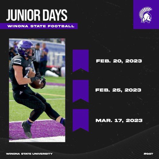 Thanks for the invite coach!  <a href="/JohnKesselring/">John Kesselring</a>  <a href="/WinonaStateFB_/">Winona State Football</a>