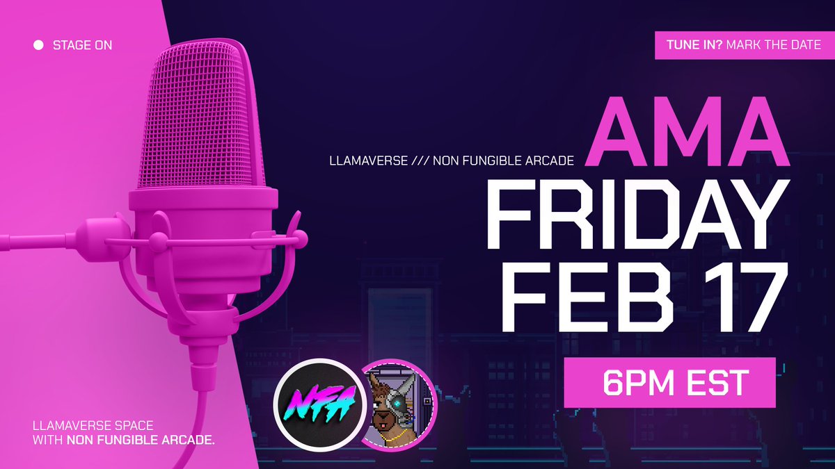 Join us for a Twitter Space AMA with <a href="/NFArcade/">Non Fungible Arcade</a>

🗓️ When: Feb 17 2023
⏰ Time: 6 PM EST
🔔 Set reminder: x.com/i/spaces/1dRKZ…