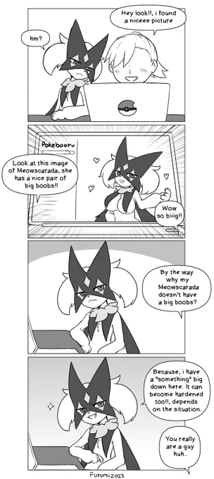 Browsing Meowscarada's fanart on the Internet with my ♂️Meowscarada 
#ラウドボーン #ポケモンSV #ポケモンイラスト #PokemonSV #PokemonScarlet #PokemonViolet 