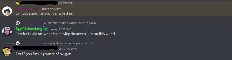 DreamismExpose's tweet photo. Screenshots from their old server (dreamism) yeah they go by some other dreamsexual name now https://t.co/StXdo0iisK