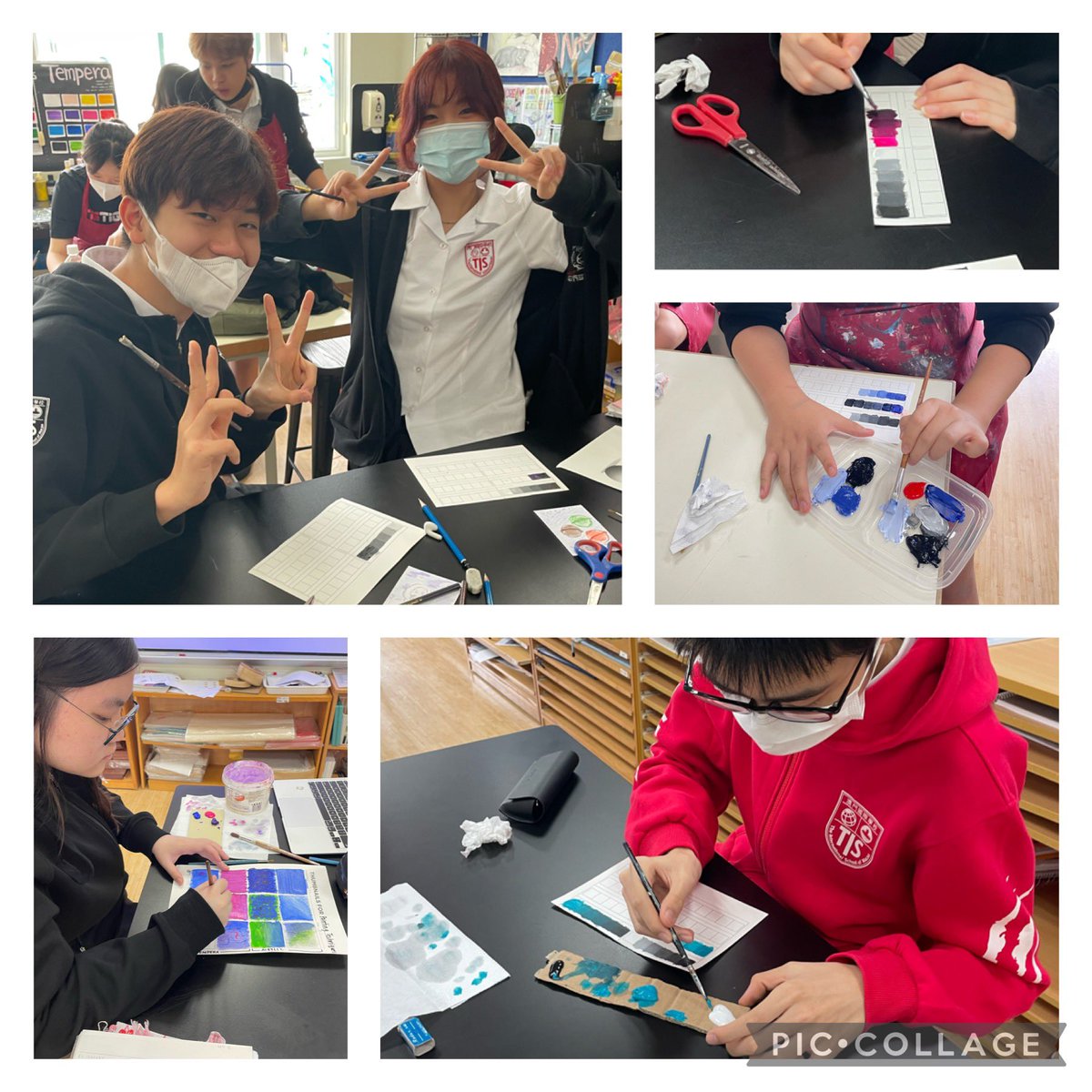 dcampre's tweet photo. Grade 10 art students are enjoying their Friday with some super fun painting exercises! 🎨 🌈 #HappyFriday #PaintingUnit #TISArts https://t.co/8GT73Uyl63