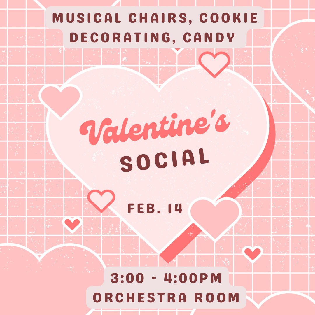 Join us on Tuesday for candy, games, and fun at our Valentines Day Social! Be sure to RSVP and we hope to see everyone there forms.gle/Q54y2ueSuPpx91…