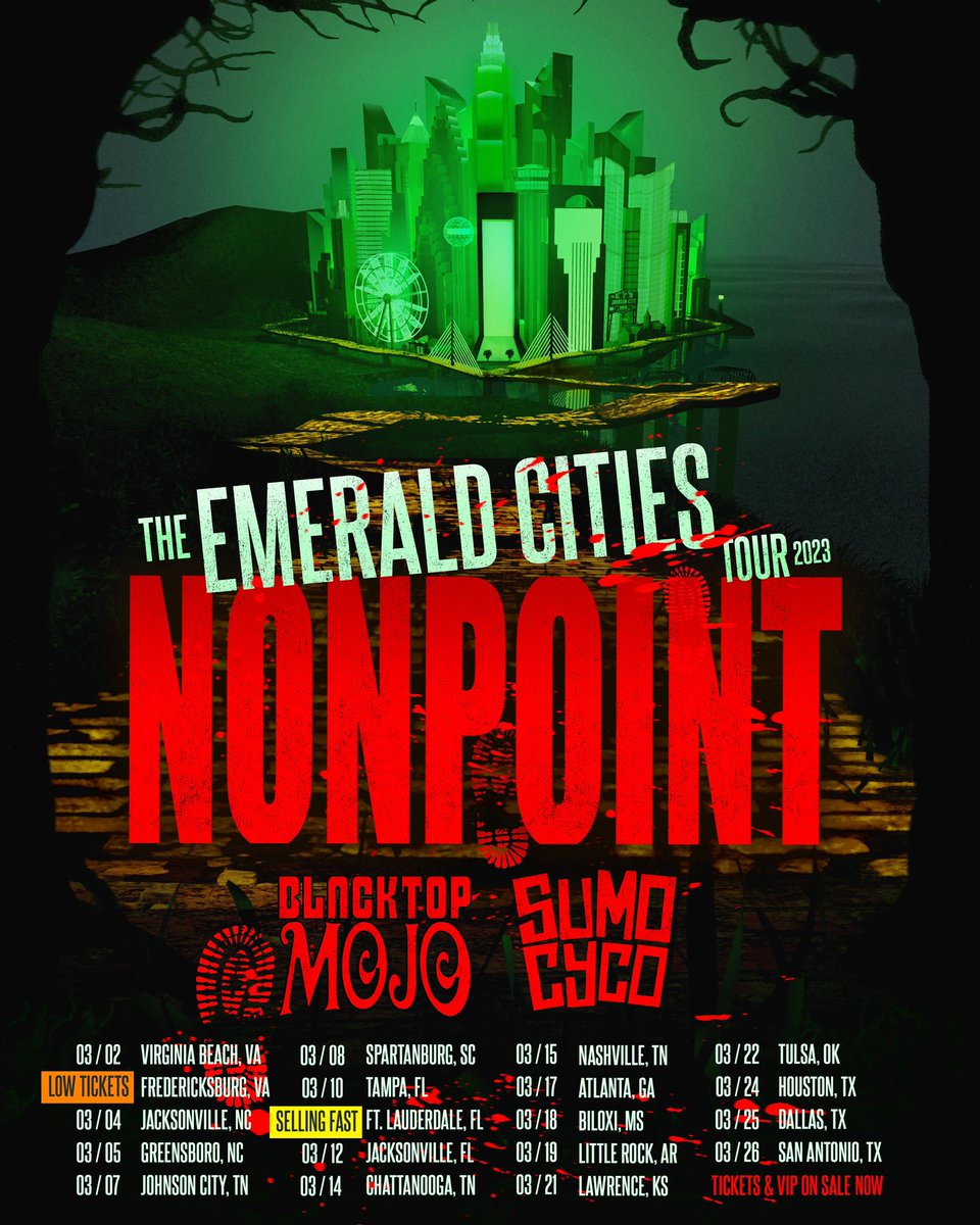 Tickets for The #emeraldcitiestour with <a href="/nonpoint/">Nonpoint</a> and <a href="/sumocyco/">SUMO CYCO</a> are on sale NOW at blacktopmojo.com/tour